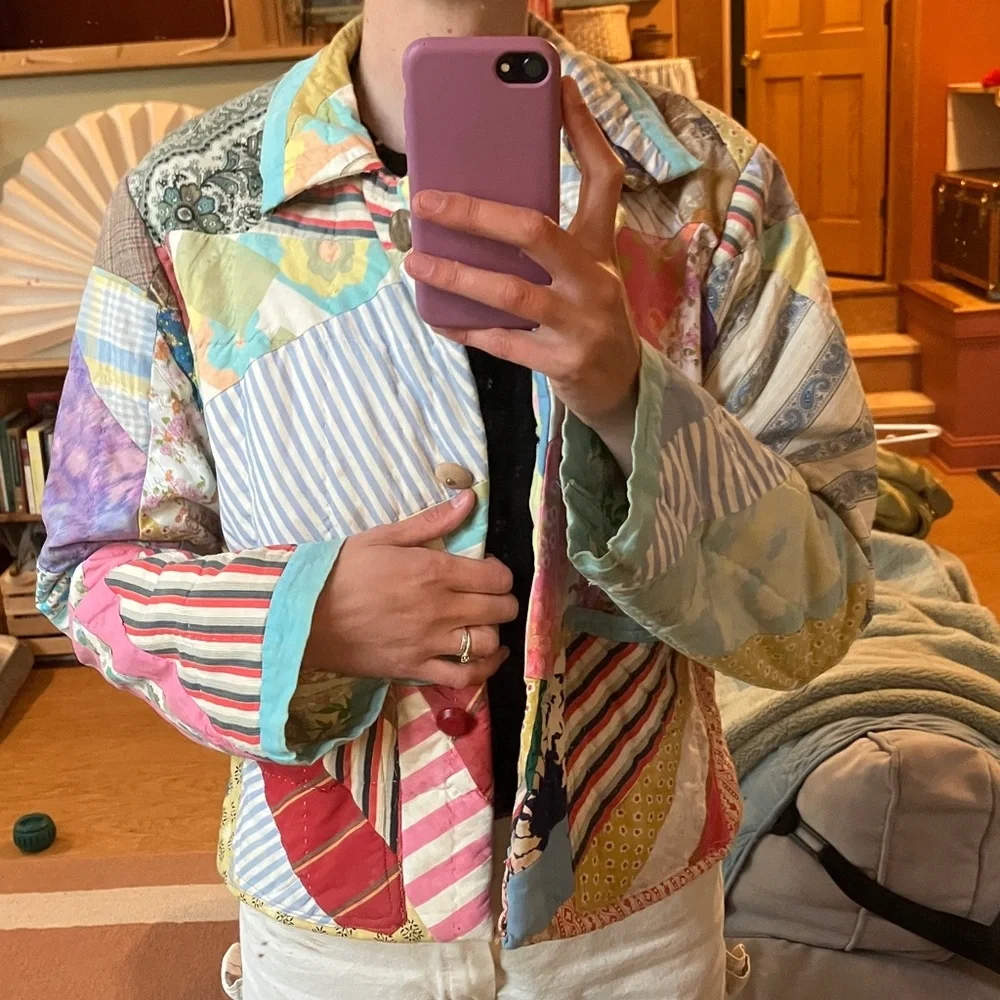 One of a kind handmade quilt Jacket - Picture 3 of 4